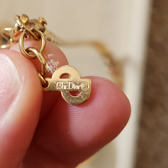 CHRISTIAN DIOR VINTAGE SNAKE CHAIN BLUE CRYSTAL CENTERPIECE CHOKER AND EARRINGS - Picture 5 of 7